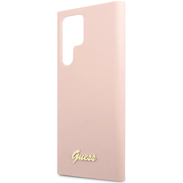 Guess GUHCS23LLSLMGPP S23 Ultra S918 pink/pink hardcase Silikon Script Metal Logo