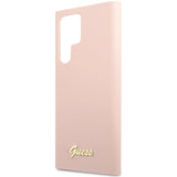 Guess GUHCS23LLSLMGPP S23 Ultra S918 pink/pink hardcase Silikon Script Metal Logo