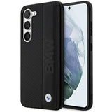 Case BMW BMHCS23M22RDPK S23+ S916 sort/sort hårdkasse Læder Textureret & Stripet