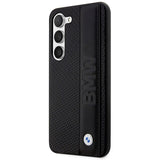 Case BMW BMHCS23M22RDPK S23+ S916 sort/sort hårdkasse Læder Textureret & Stripet
