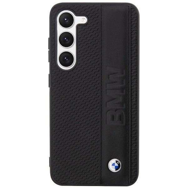 Case BMW BMHCS23M22RDPK S23+ S916 sort/sort hårdkasse Læder Textureret & Stripet