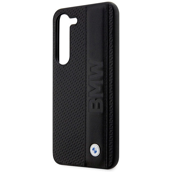 Case BMW BMHCS23M22RDPK S23+ S916 sort/sort hårdkasse Læder Textureret & Stripet
