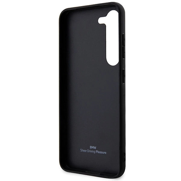 Case BMW BMHCS23M22RDPK S23+ S916 sort/sort hårdkasse Læder Textureret & Stripet
