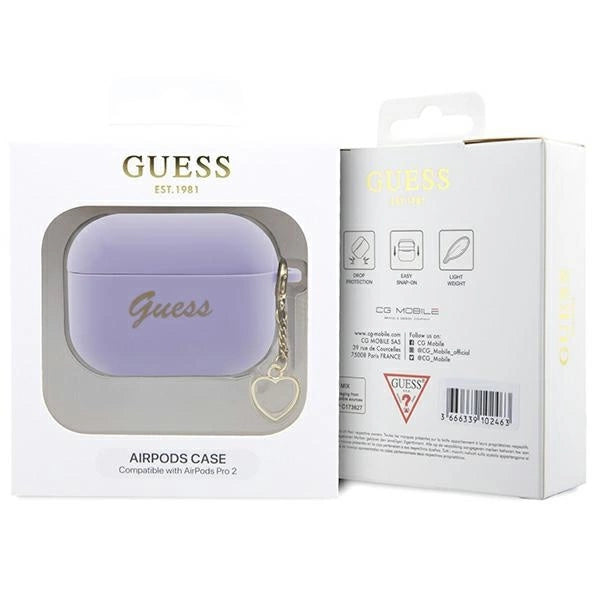 Guess GUAP2LSCHSU AirPods Pro 2 cover lilla/lila Silicone Charm Heart Collection