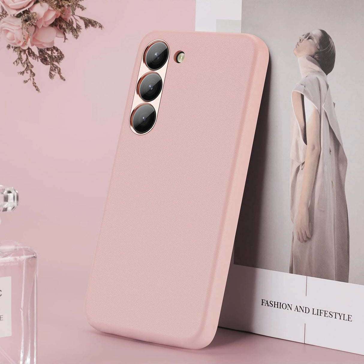 Dux Ducis Grit case til Samsung Galaxy S23+ elegant case lavet af kunstig læder pink