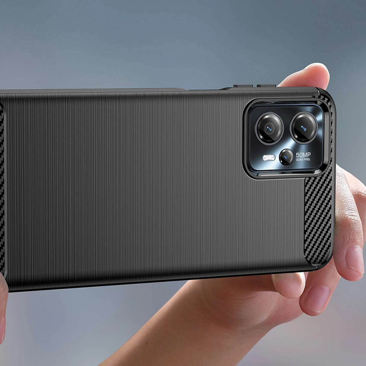 Carbon Case til Motorola Moto G13 fleksible silikone carbon cover sort