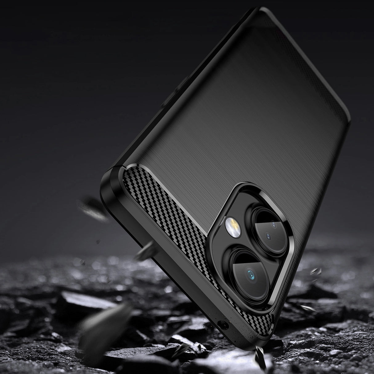 Carbon Case til OnePlus Nord CE 3 fleksibelt silikone carbon cover sort