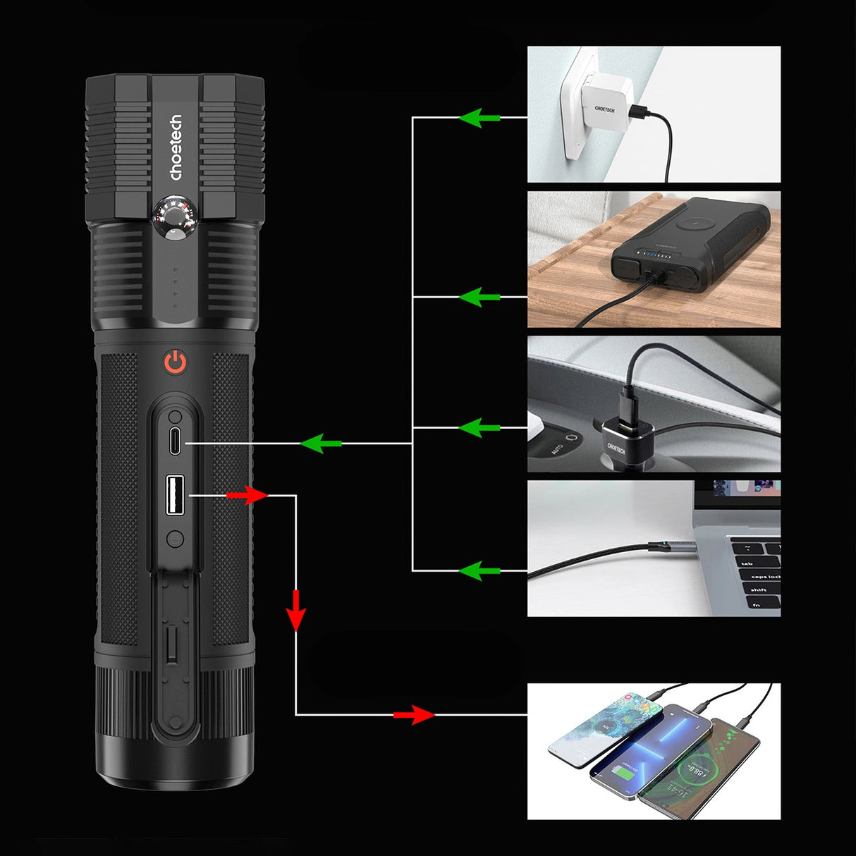 Choetech Jump Starter med Powerbank 8000mAh - LED lommelygte (TC0016) - sort