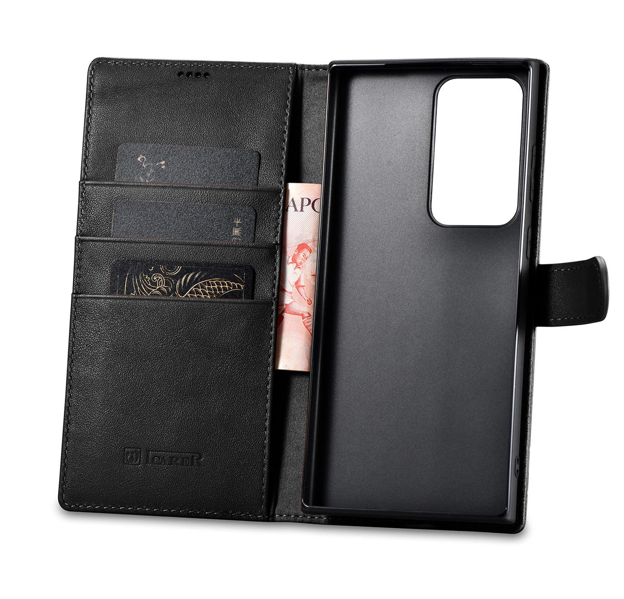 iCarer Wallet Case til Samsung Galaxy S23 Ultra læderkasse wallet sort