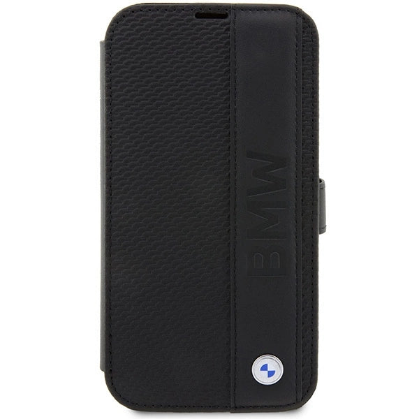 Case BMW BMBKP14L22RDPK iPhone 14 Pro 6,1" sort/sort bogreol læder Textured&Stripe