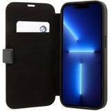 Case BMW BMBKP14L22RDPK iPhone 14 Pro 6,1" sort/sort bogreol læder Textured&Stripe