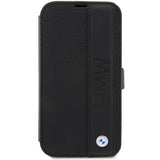 Case BMW BMBKP14X22RDPK iPhone 14 Pro Max 6.7" sort/sort bogreol læder Textured&Stripe