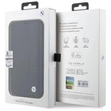 Case BMW BMBKP14X22RDPK iPhone 14 Pro Max 6.7" sort/sort bogreol læder Textured&Stripe
