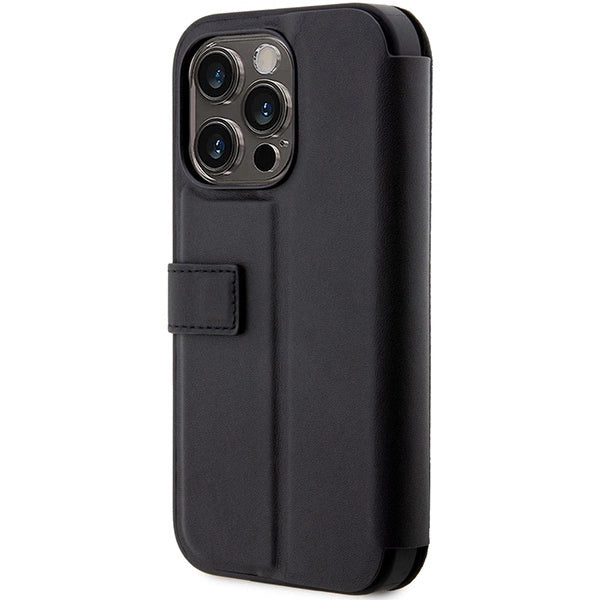 Case BMW BMBKP14X22RVSK iPhone 14 Pro Max 6.7" sort/sort bogreol læder stempel blå linjer