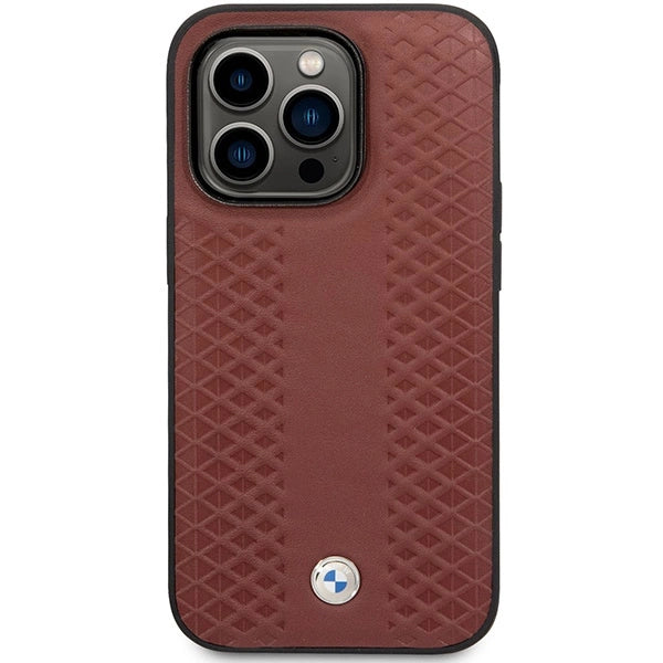 Case BMW BMHCP14L22RFGR iPhone 14 Pro 6.1 Burgundy/burgundy læder diamant mønster