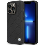 Case BMW BMHCP14L22RQDK iPhone 14 Pro 6.1" sort/sort Ledret Quilted