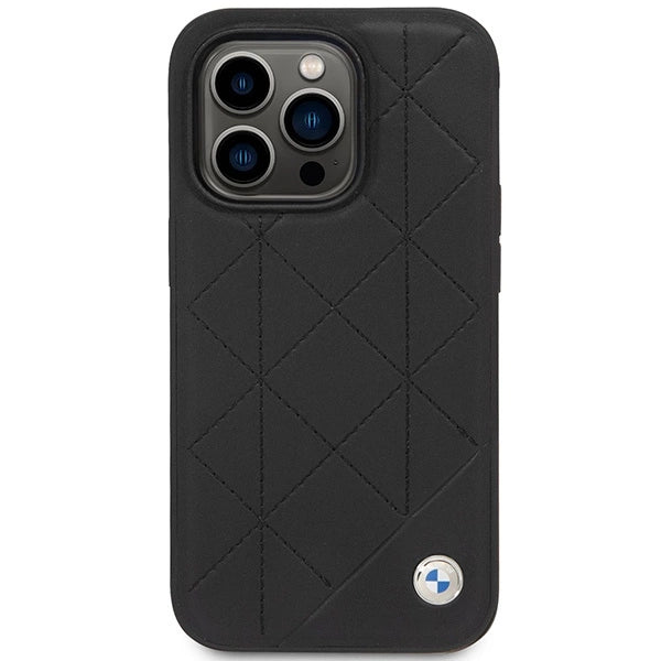 Case BMW BMHCP14L22RQDK iPhone 14 Pro 6.1" sort/sort Ledret Quilted
