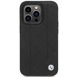 Case BMW BMHCP14L22RQDK iPhone 14 Pro 6.1" sort/sort Ledret Quilted