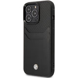 Case BMW BMHCP14L22RSEPK iPhone 14 Pro 6.1" sort/sort Læder Card Slot