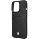 Case BMW BMHCP14L22RSEPK iPhone 14 Pro 6.1" sort/sort Læder Card Slot
