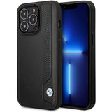 Case BMW BMHCP14X22RBDK iPhone 14 Pro Max 6.7" sort/sort hårdkasse Læder Blue Dots