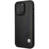 Case BMW BMHCP14X22RBDK iPhone 14 Pro Max 6.7" sort/sort hårdkasse Læder Blue Dots
