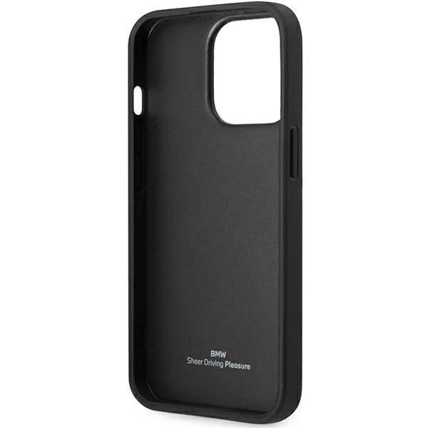 Case BMW BMHCP14X22RBDK iPhone 14 Pro Max 6.7" sort/sort hårdkasse Læder Blue Dots