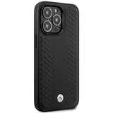 Case BMW BMHMP14L22RFGK iPhone 14 Pro 6.1" sort/sort læder Diamond mønster MagSafe