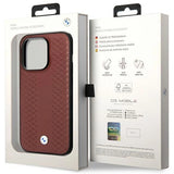 Case BMW BMHMP14X22RFGR iPhone 14 Pro Max 6,7" Burgundy/burgundy læder Diamond mønster MagSafe
