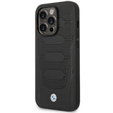 Case BMW BMHMP14X22RPSK iPhone 14 Pro Max 6.7" sort/sort Ledersæder MagSafe mønster