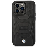 Case BMW BMHMP14X22RPSK iPhone 14 Pro Max 6.7" sort/sort Ledersæder MagSafe mønster