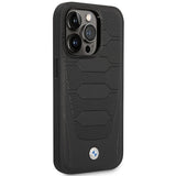 Case BMW BMHMP14X22RPSK iPhone 14 Pro Max 6.7" sort/sort Ledersæder MagSafe mønster