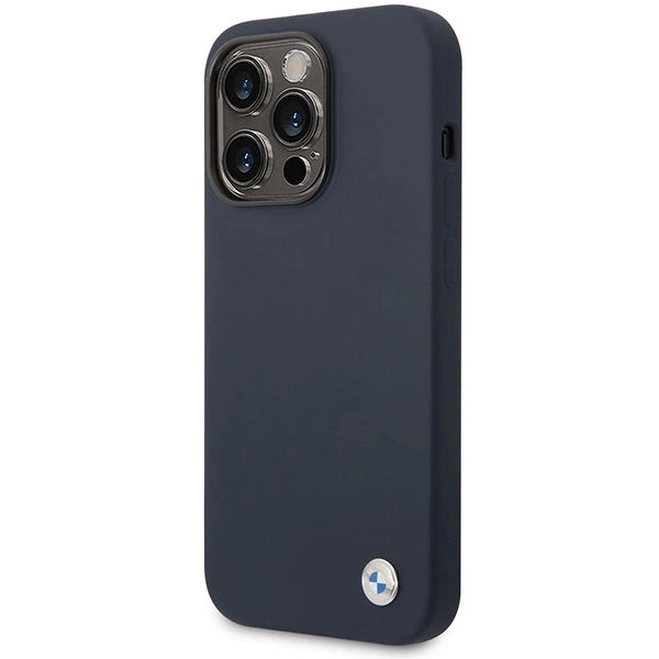 Case BMW BMHMP14XSILNA iPhone 14 Pro Max 6.7" marineblå/marineblå Silikon Metal Logo MagSafe
