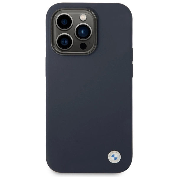 Case BMW BMHMP14XSILNA iPhone 14 Pro Max 6.7" marineblå/marineblå Silikon Metal Logo MagSafe