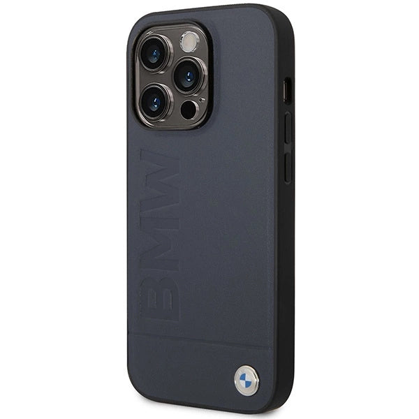 Case BMW BMHMP14XSLLNA iPhone 14 Pro Max 6.7" marine/navy hardcase læder Hot Stamp MagSafe