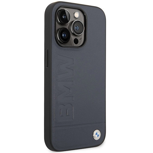 Case BMW BMHMP14XSLLNA iPhone 14 Pro Max 6.7" marine/navy hardcase læder Hot Stamp MagSafe