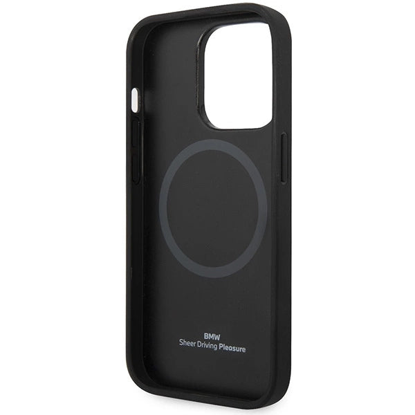 Case BMW BMHMP14XSLLNA iPhone 14 Pro Max 6.7" marine/navy hardcase læder Hot Stamp MagSafe