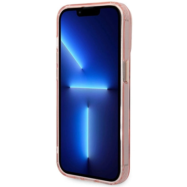 Guess GUHMP14XHTCMP iPhone 14 Pro Max 6.7" pink/pink hard case Gold Outline Translucent MagSafe