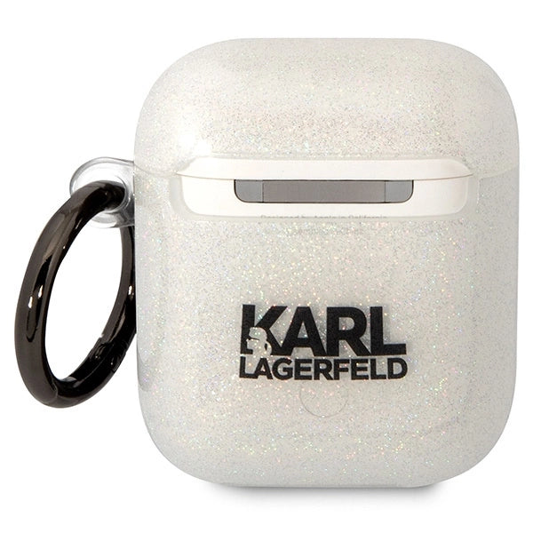 Karl Lagerfeld KLA2HNKCTGT Airpods 1/2 cover gennemsigtig Gliter Karl&Choupette