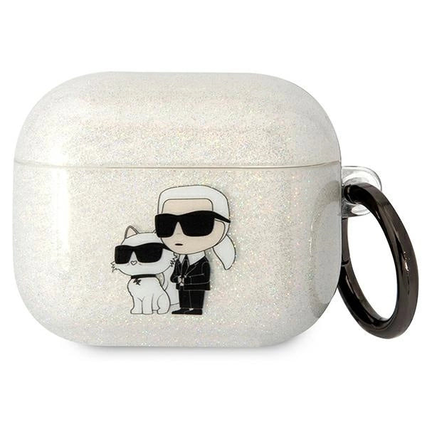 Karl Lagerfeld KLA3HNKCTGT Airpods 3 cover gennemsigtige Gliter Karl&Choupette