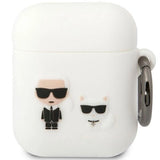 Karl Lagerfeld KLACA2SILKCW AirPods 1/2 cover hvid/hvid Silikon Karl & Choupette