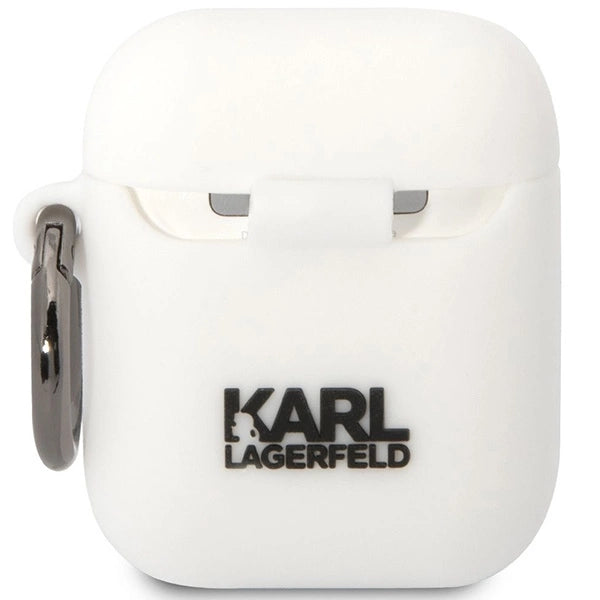 Karl Lagerfeld KLACA2SILKCW AirPods 1/2 cover hvid/hvid Silikon Karl & Choupette
