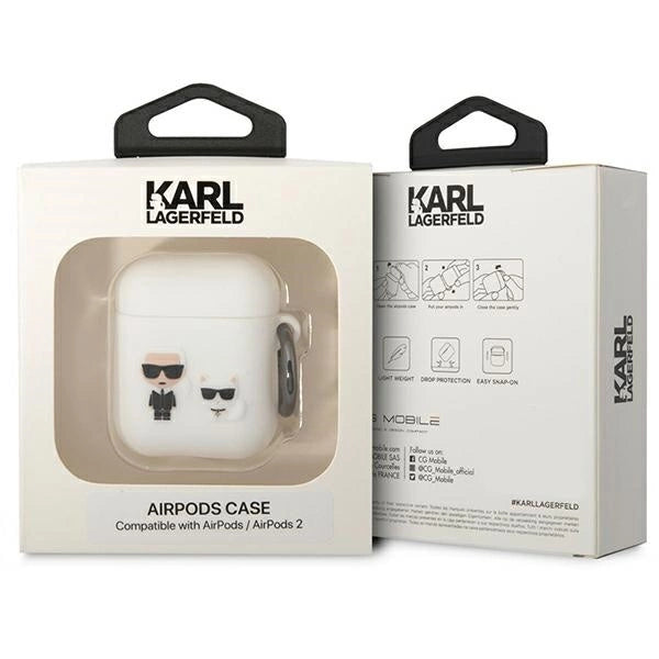 Karl Lagerfeld KLACA2SILKCW AirPods 1/2 cover hvid/hvid Silikon Karl & Choupette