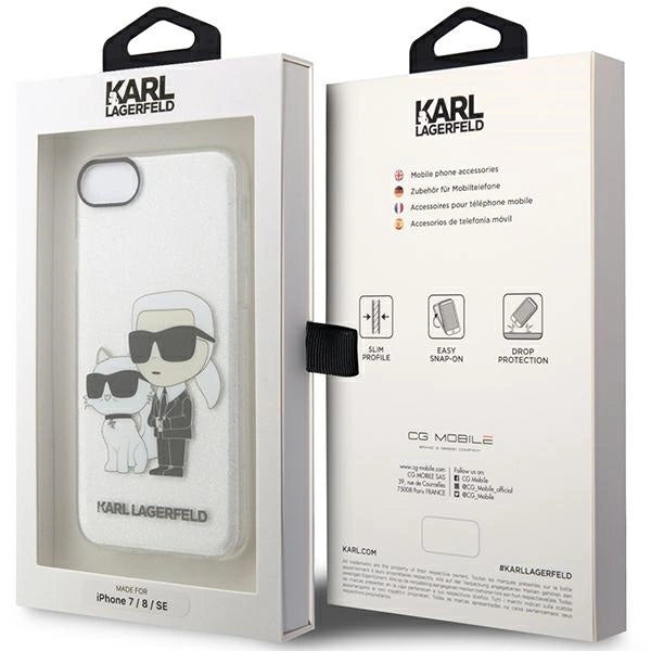 Karl Lagerfeld KLHCI8HNKCTGT iPhone 7/8/ SE 2020 / SE 2022 gennemsigtig hardcase Gliter Karl&Choupette