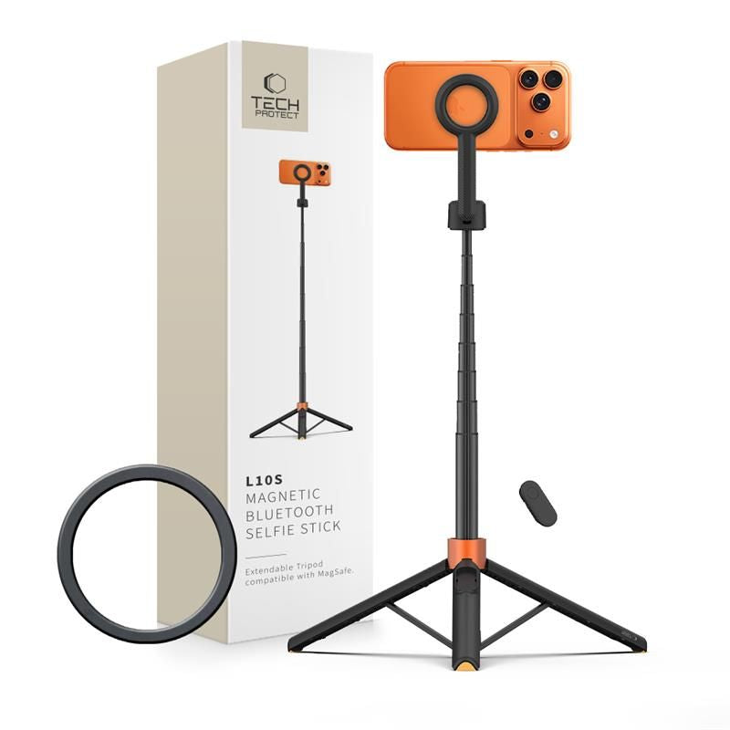 Tech Protect L10 S Magsafe Bluetooth Selfie Stick Stativ Sort/Orange