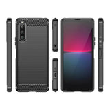 Carbon Case cover til Sony Xperia 10 V fleksible silikone carbon cover sort
