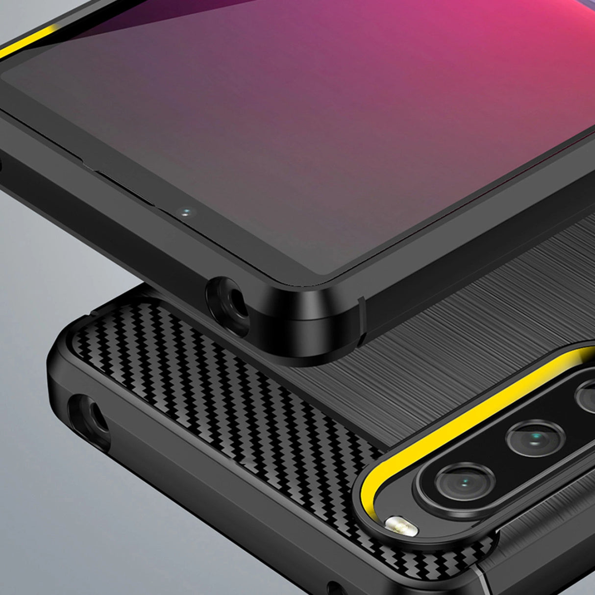 Carbon Case cover til Sony Xperia 10 V fleksible silikone carbon cover sort
