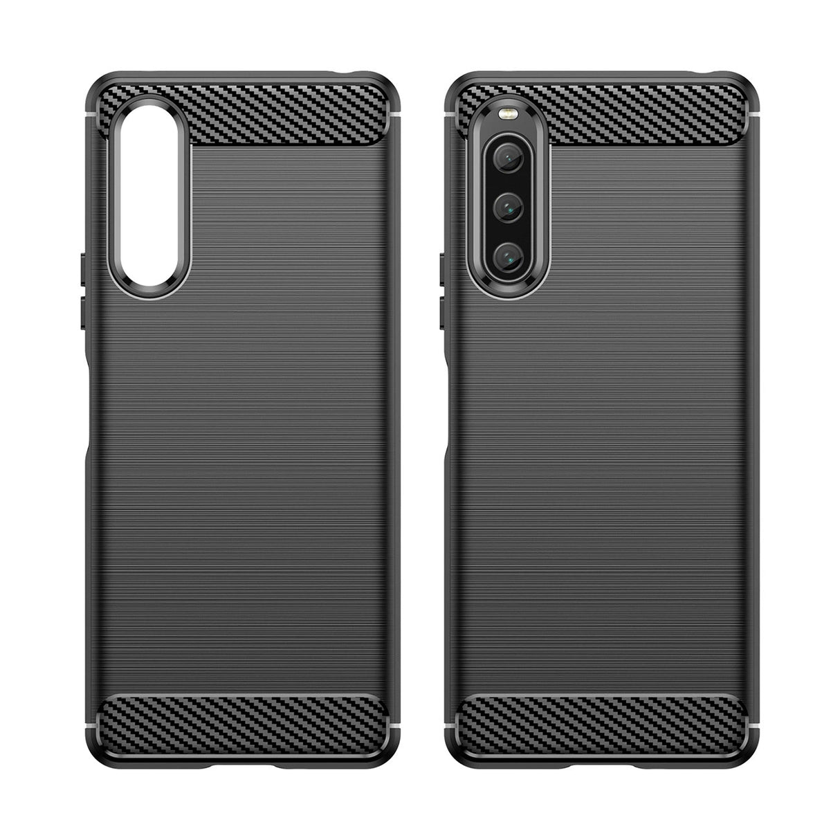 Carbon Case cover til Sony Xperia 10 V fleksible silikone carbon cover sort