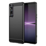 Carbon Case cover til Sony Xperia 1 V fleksible silikone carbon cover sort