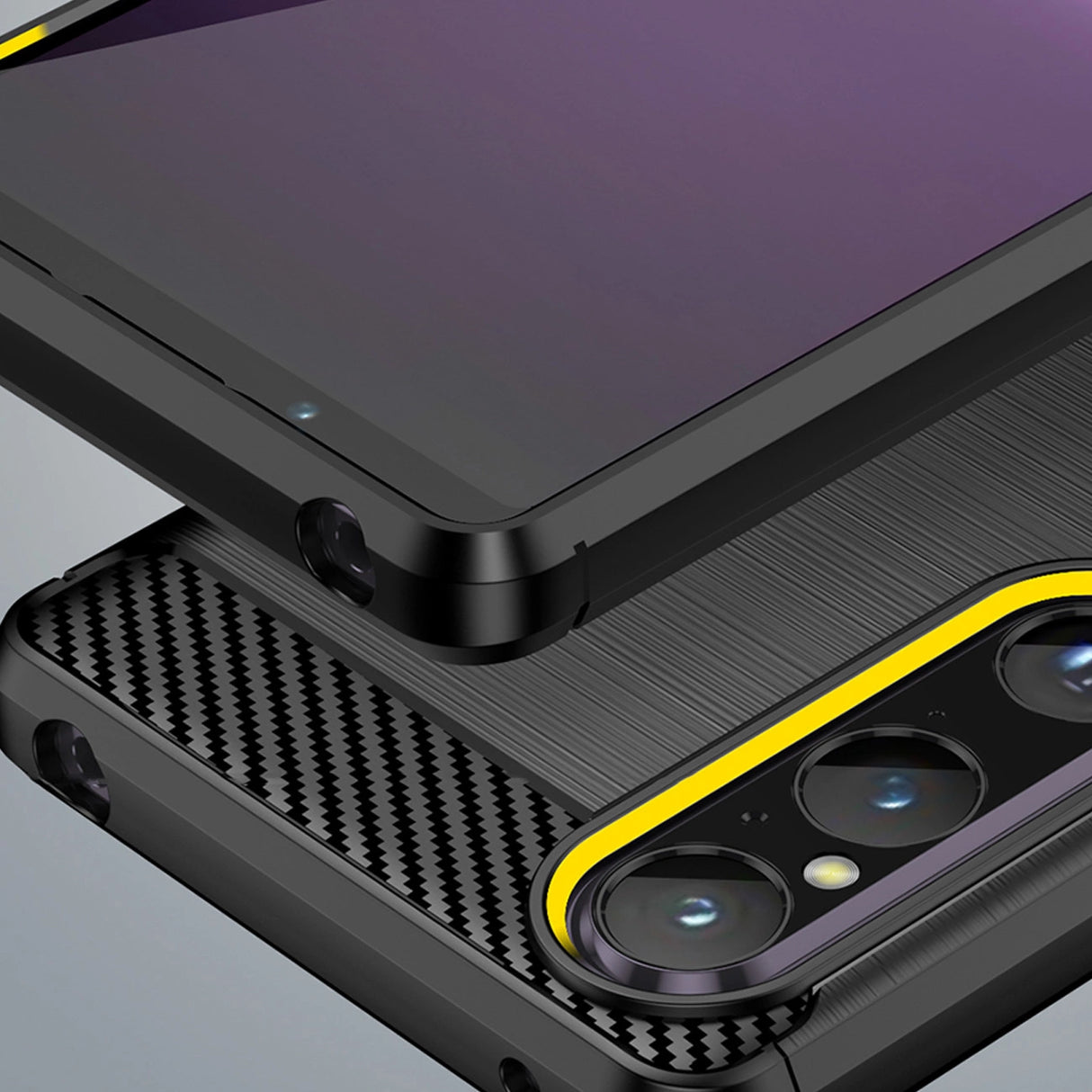 Carbon Case cover til Sony Xperia 1 V fleksible silikone carbon cover sort